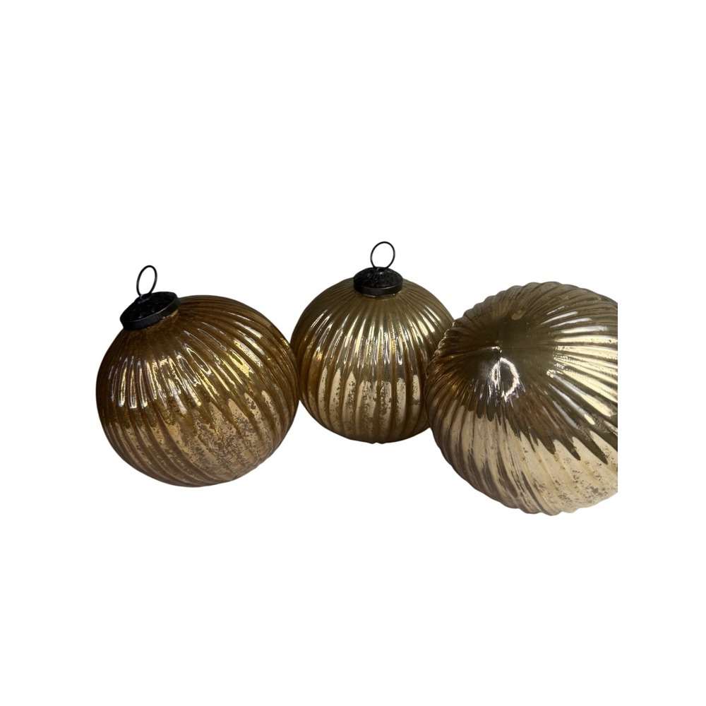 Kugel Style‎ Gold Mercury Glass 6" Ribbed Christmas Ornament Table Display Large - Picture 2 of 7